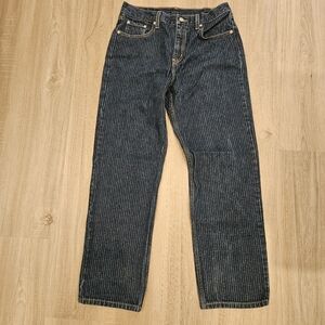 Levis Low Pro Striped Jeans Women's Straight Leg Mid Rise Denim Cotton 29x30